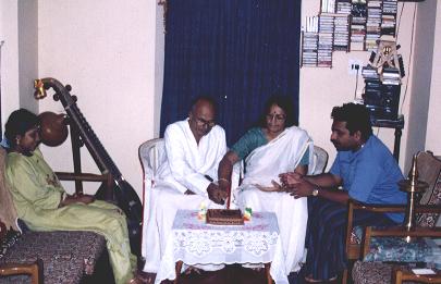 Cutting the cake - 29th wedding anniversary of Jai's parents