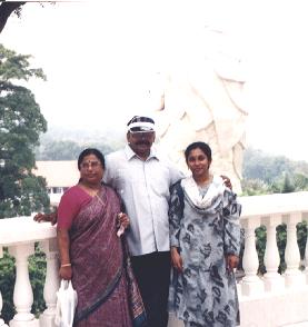 Priya with her parents in Sentosa